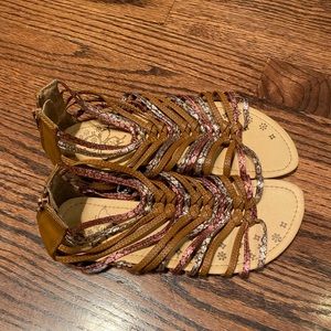 NEXT brown sandals with pink and silver